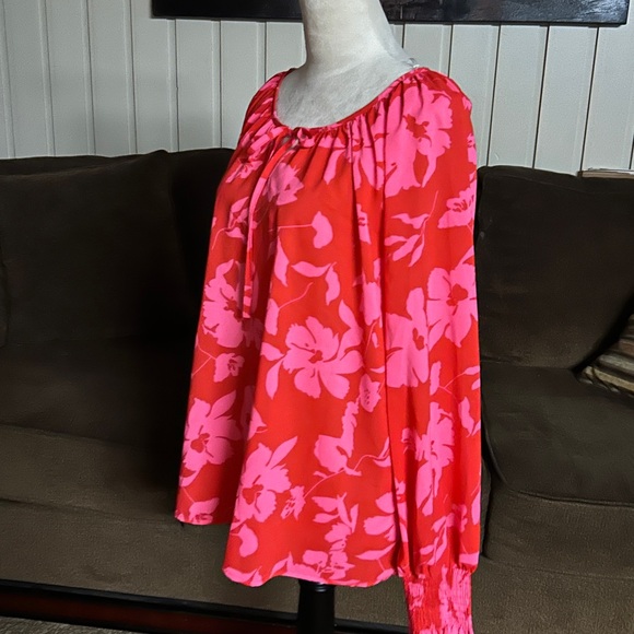 Staccato • Large • Hot Pink • Floral • Boho • Long Sleeve Blouse • New W/ Tags - Picture 6 of 11